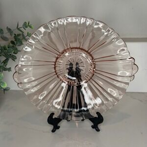 Anchor Hocking Pink Depression Glass Old Cafe Shallow Dish 8.0"